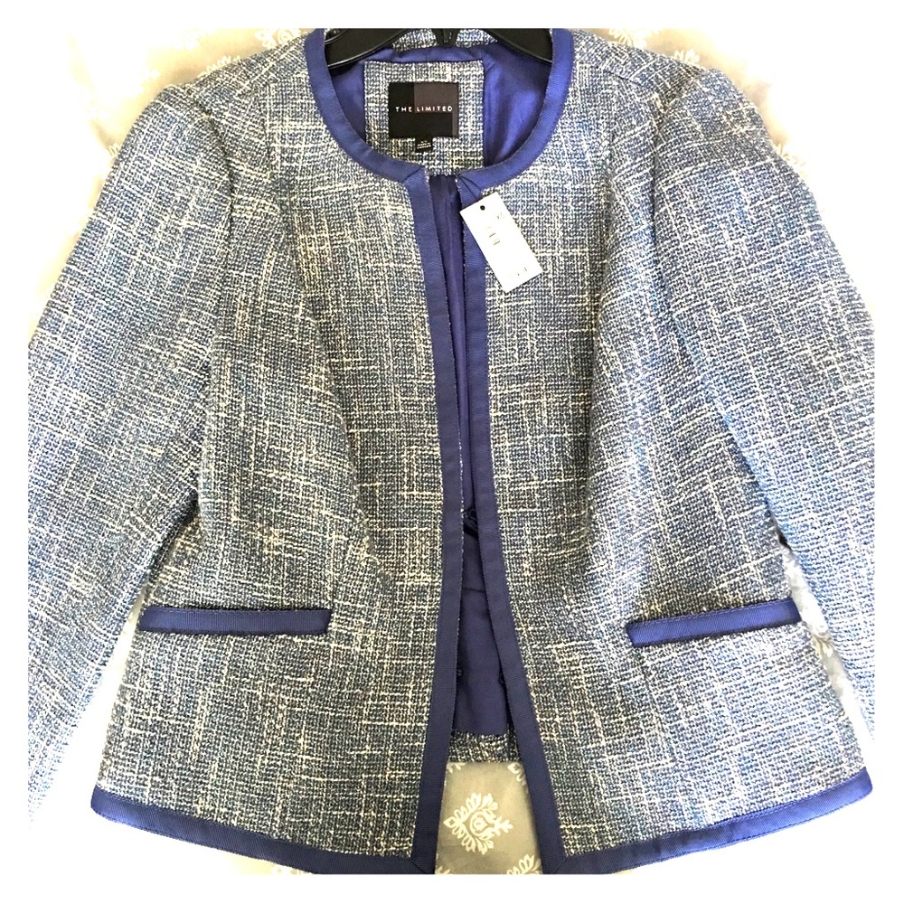 The Limited Blue Tweed Jacket
